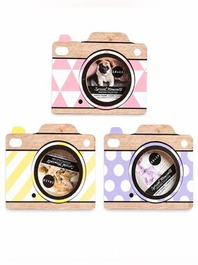 Set of 3 Camera Picture Frames Pastel Polka Dot Triangle NWT